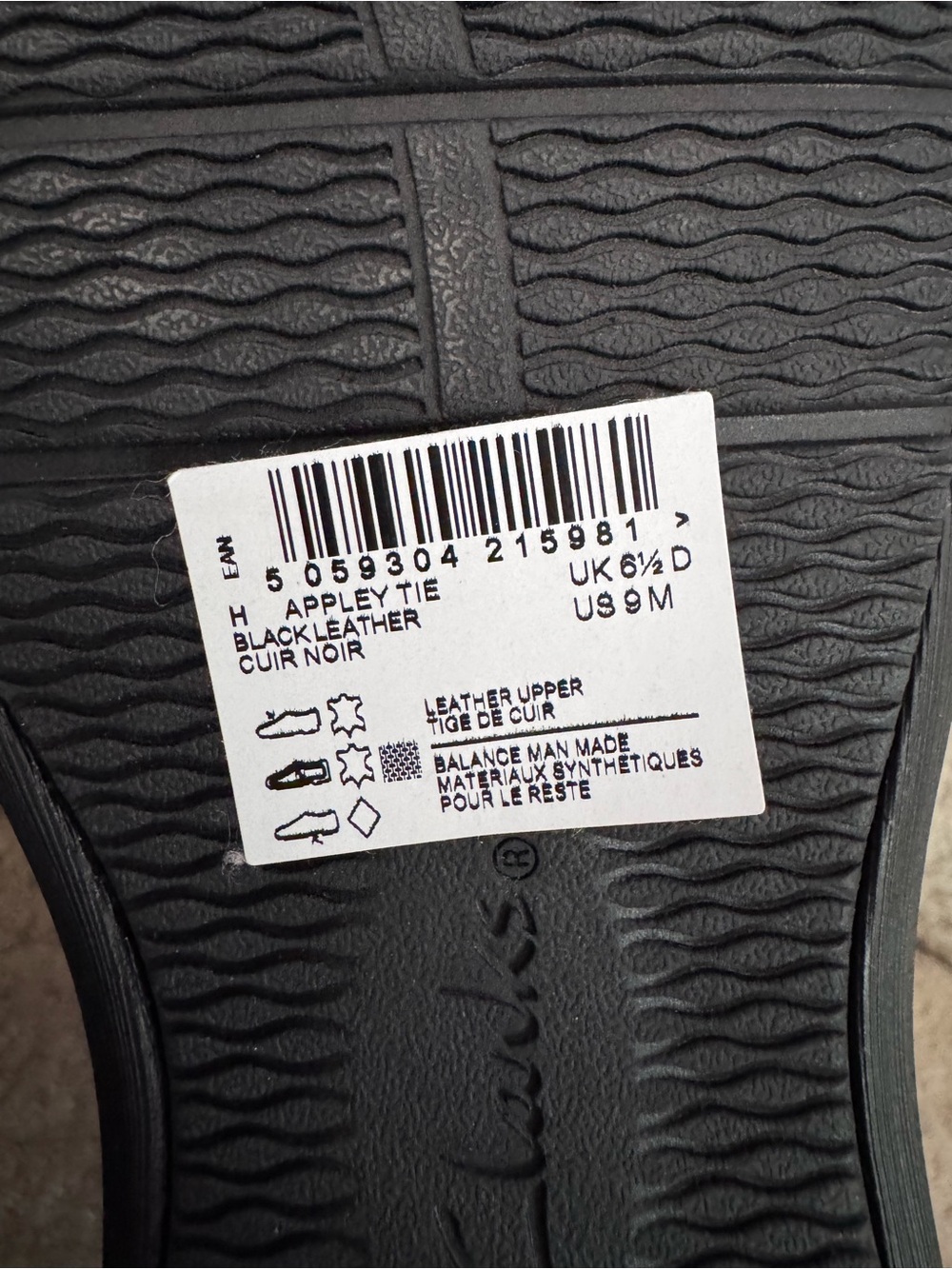 Clarks Appley Tie Women’s Black Leather Oxford Shoes Comfort Lace Up Size 9M - Picture 6 of 6
